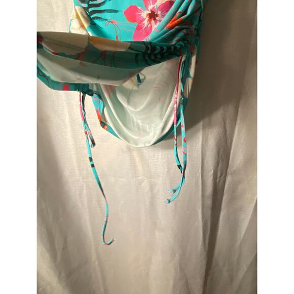 Women's Hapari Swim Bathing Suit TOP (only) 16 turq w Pink . Side rouching EUC - Picture 11 of 15